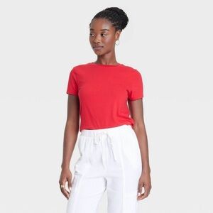Womens' Short Sleeve Shrunken T-
Shirt-Lively Red.